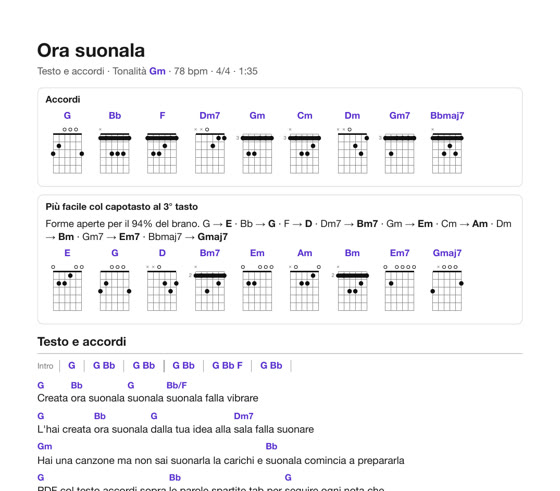 Testo e accordi di Ora suonala